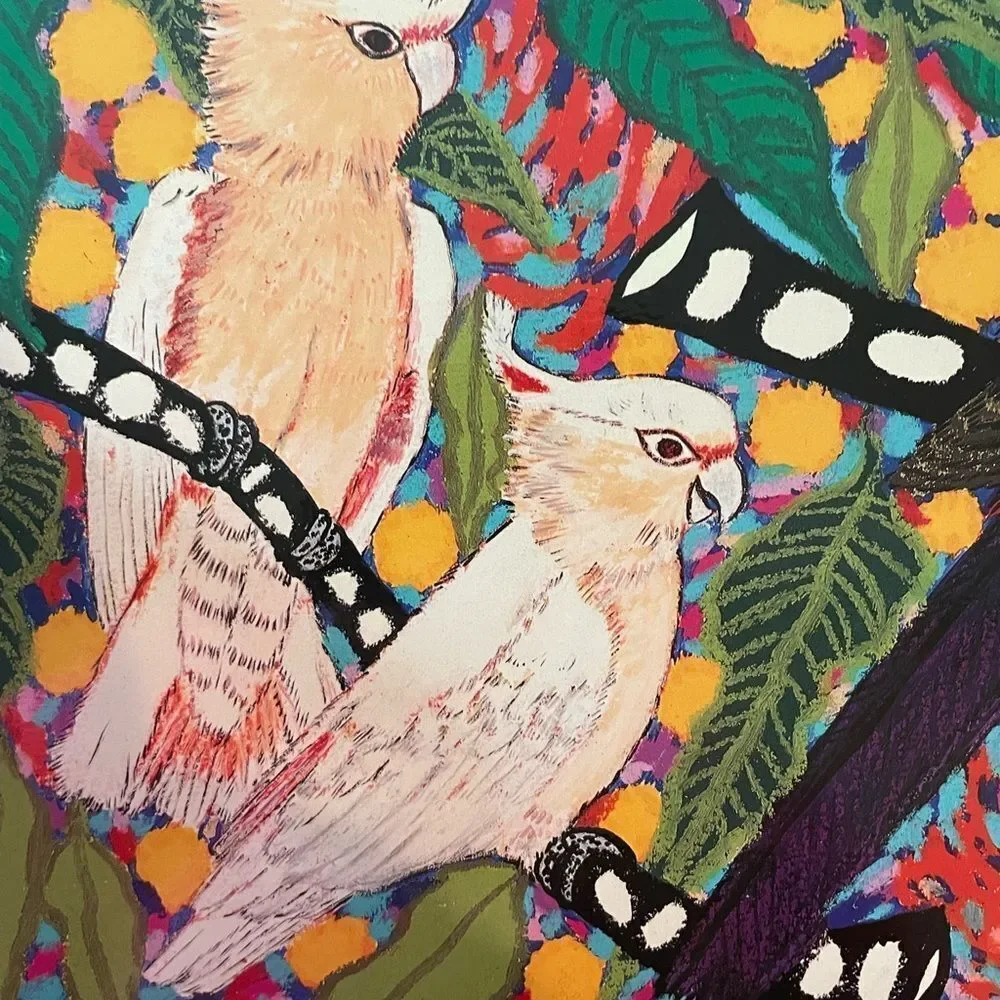 Jenny Kee Designer Tropical Birds Vintage Australian Cork Gloss Placemats set/6
